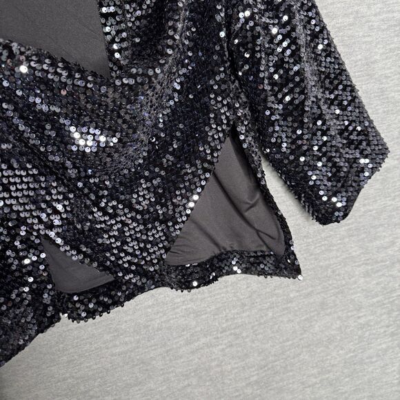 Chico’s Kimono Jacket Size 0 XXS/XS Velvet SequinOpen Holiday Formal Cardigan - Picture 6 of 6